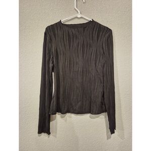 Womens Fitted Knit Wavy Pattern Long Sleeve Top Size M